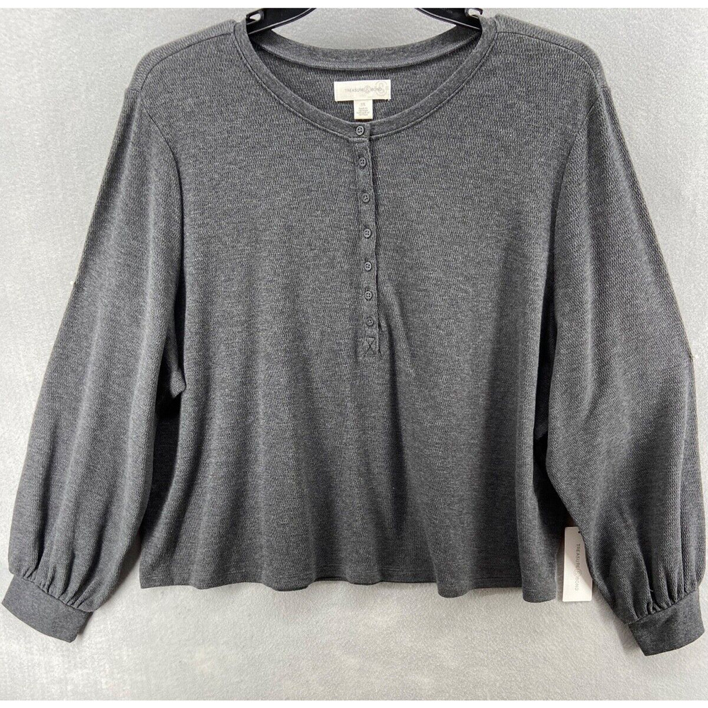 NWT Treasure & Bond Sweater Womens Size 3X Plus Black Long Puff‎ Sleeve Stretch